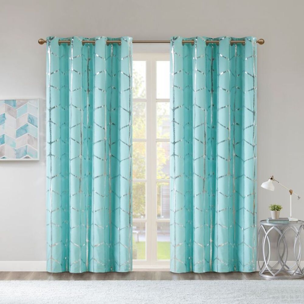 Open Box - Intelligent Design - 84"x50" Arielle Total Blackout Metallic Aqua